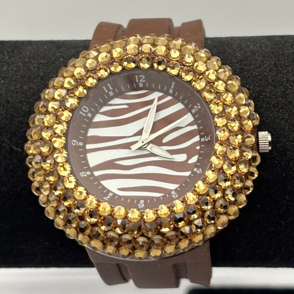 Y2K Gold & Brown Zebra Striped Men's Watch